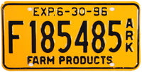 A NOS 1996 Arkansas Farm Products License Plate unused grading near mint for sale by Brandywine General Store