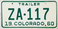 1960 Colorado Trailer License Plate