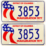 A pair of District of Columbia 1977 Inauguration license plates for sale by Brandywine General Store in excellent plus condition
