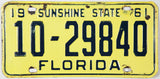 A classic 1961 Florida automobile tag for sale by Brandywine General Store in very good condition