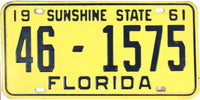 A classic 1961 Florida automobile tag for sale by Brandywine General Store in excellent condition
