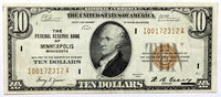 A FR #1860-I Series of 1929 Federal Reserve Bank note from the Minneapolis MN Federal Reserve Bank in the denomination of ten dollars for sale by Brandywine General Store Very Fine