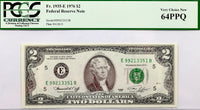 Fr #1935-E Series of 1976 FRN notes from the Federal Reserve Bank in Atlanta Georgia in the denomination of two dollars graded PCGS 64 PPQ