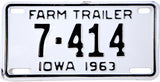 1963 Iowa Farm Trailer License Plate