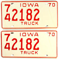 1970 Iowa Truck License Plates