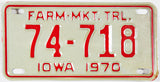 1970 Iowa Farm Market Trailer License Plate