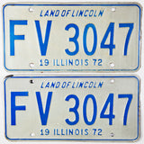 A pair of 1972 Illinois Passenger Automobile License Plates
