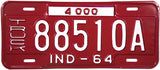1964 Indiana Truck License Plate
