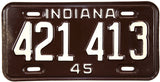 1945 Indiana License Plate