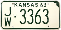 1963 Kansas License Plate in Excellent condition