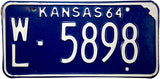 1964 Kansas License Plate in Excellent Minus condition