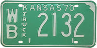 1970 Kansas Truck License Plate in Excellent condition