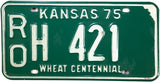 1975 Kansas License Plate in Very Good Plus condition