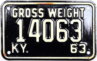 1963 Kentucky Truck Gross Weight License Plate