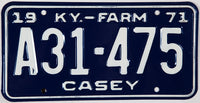 A New Old Stock 1971 Kentucky Farm License Plate