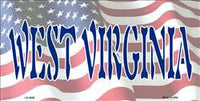 West Virginia with American Flag Novelty License Plate