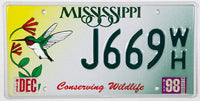 1998 Mississippi Hummingbird License Plate
