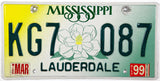 1999 Mississippi License Plate in very good plus condition