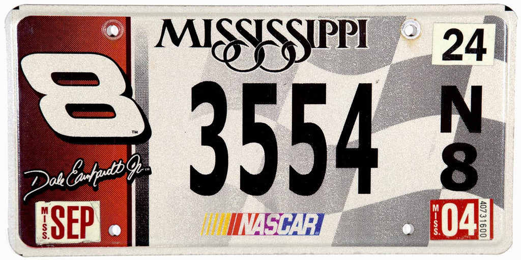 サウジアラビア　G20 メダル　　シリアルナンバー 2004 - 2005 Mississippi Dale Earnhardt Jr Nascar License Plate