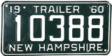 1960 New Hampshire Trailer License Plate
