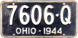 A 1944 Ohio passenger automobile WWII License Plate for sale by Brandywine General Store in very good minus condition
