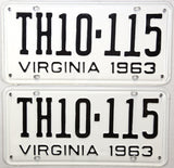 1963 Virginia truck license plates TH prefix