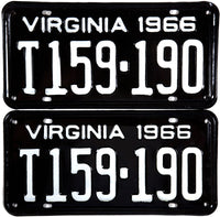 1966 Virginia Truck License Plates in Excellent condition