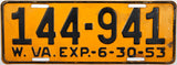 1953 West Virginia License Plate