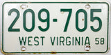 1958 West Virginia License Plate