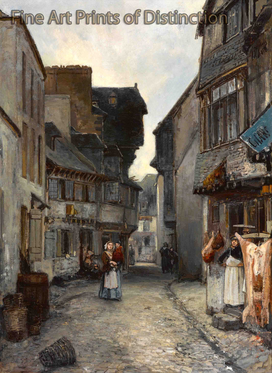 Art Print of A Street in Landerneau painting by Johan Barthold Jongkind