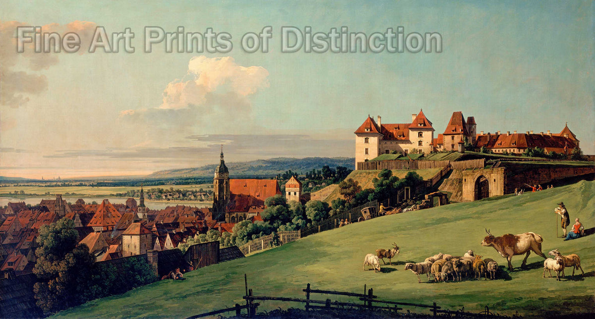 View of Pirna from Sonnenstein Castle  painting by Bernardo Bellotto Art Print