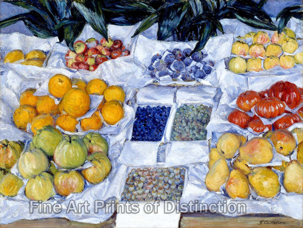 archival Still Life art Print of Fruit Displayed on a Stand by Gustave Caillebotte