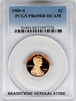1989-S Lincoln Cent certified by PCGS at Proof 69 Red with Deep Cameo