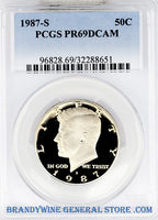 1987-S Kennedy Half Dollar certified by PCGS at Proof 69 Deep Cameo