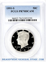 1991-S Kennedy Half Dollar certified perfect by PCGS at Proof 70 Deep Cameo