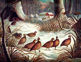 Art print of Covey of Quail Walking in the Snow