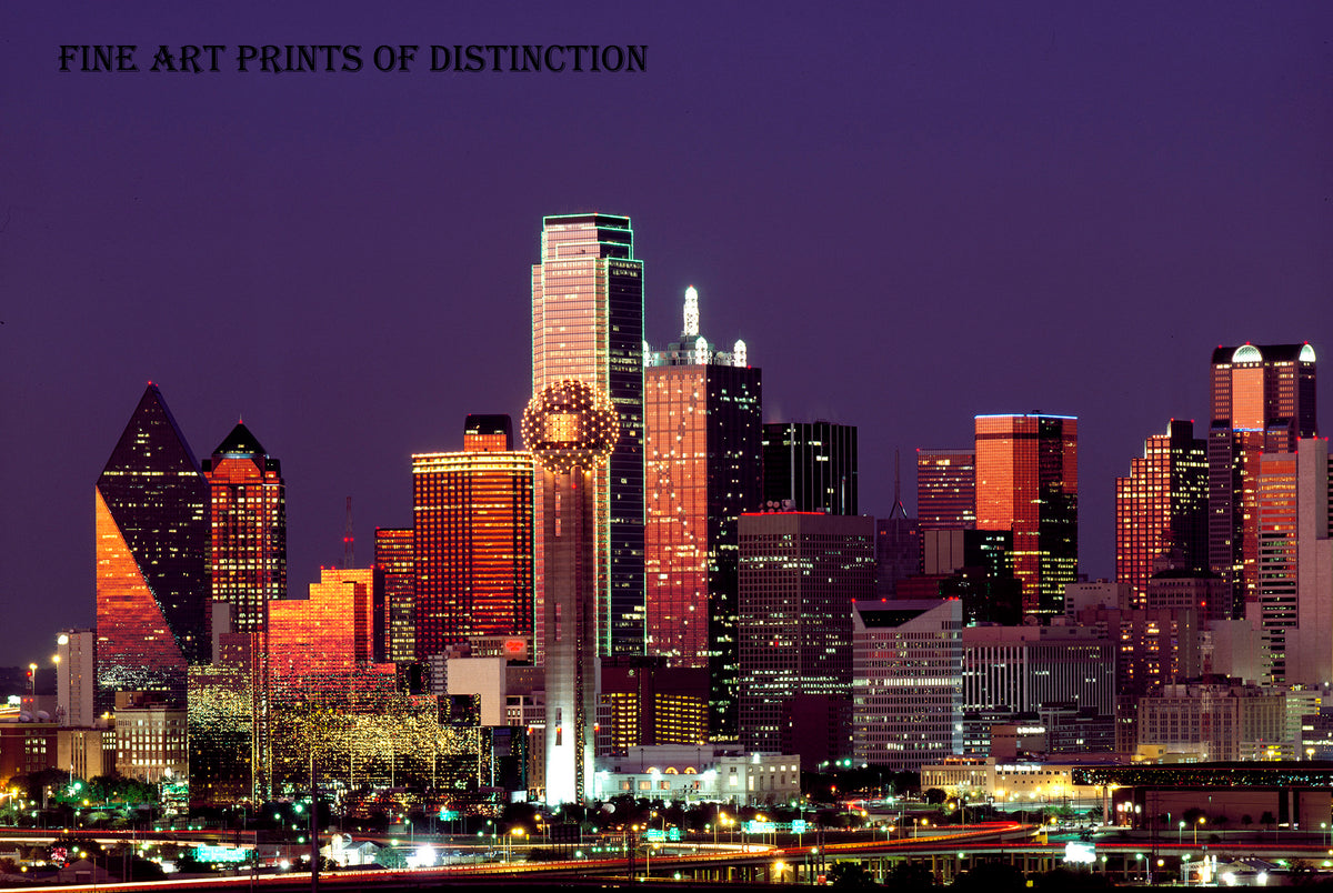 Skyline of Dallas Texas at Dusk Art Print