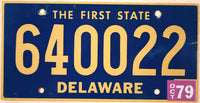 A 1979 Delaware passenger car license plate in Excellent Minus Condition for sale by Brandywine General Store