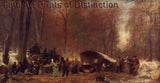 Art Print of a Different Sugaring Off by Eastman Johnson showing people making maple syrup