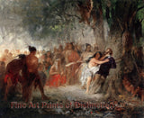 archival art Print of Pocahontas Saves the Life of John Smith by Johann Friedrich Engel