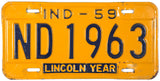 1959 Indiana License Plate in very good plus condition