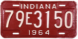 A NOS 1964 Indiana Passenger Car License Plate from Tippecanoe County for sale by Brandywine General Store in excellent minus condition
