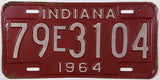 A NOS 1964 Indiana Passenger Car License Plate from Tippecanoe County for sale by Brandywine General Store in very good minus condition