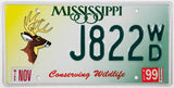 1999 Mississippi Deer Wildlife License Plate