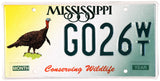 2002 Mississippi Wild Turkey License Plate