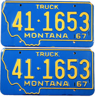 A pair of 1967 Montana Truck License Plates grading NOS Excellent Plus for sale by Brandywine General Store