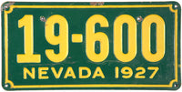 1927 Nevada License Plate