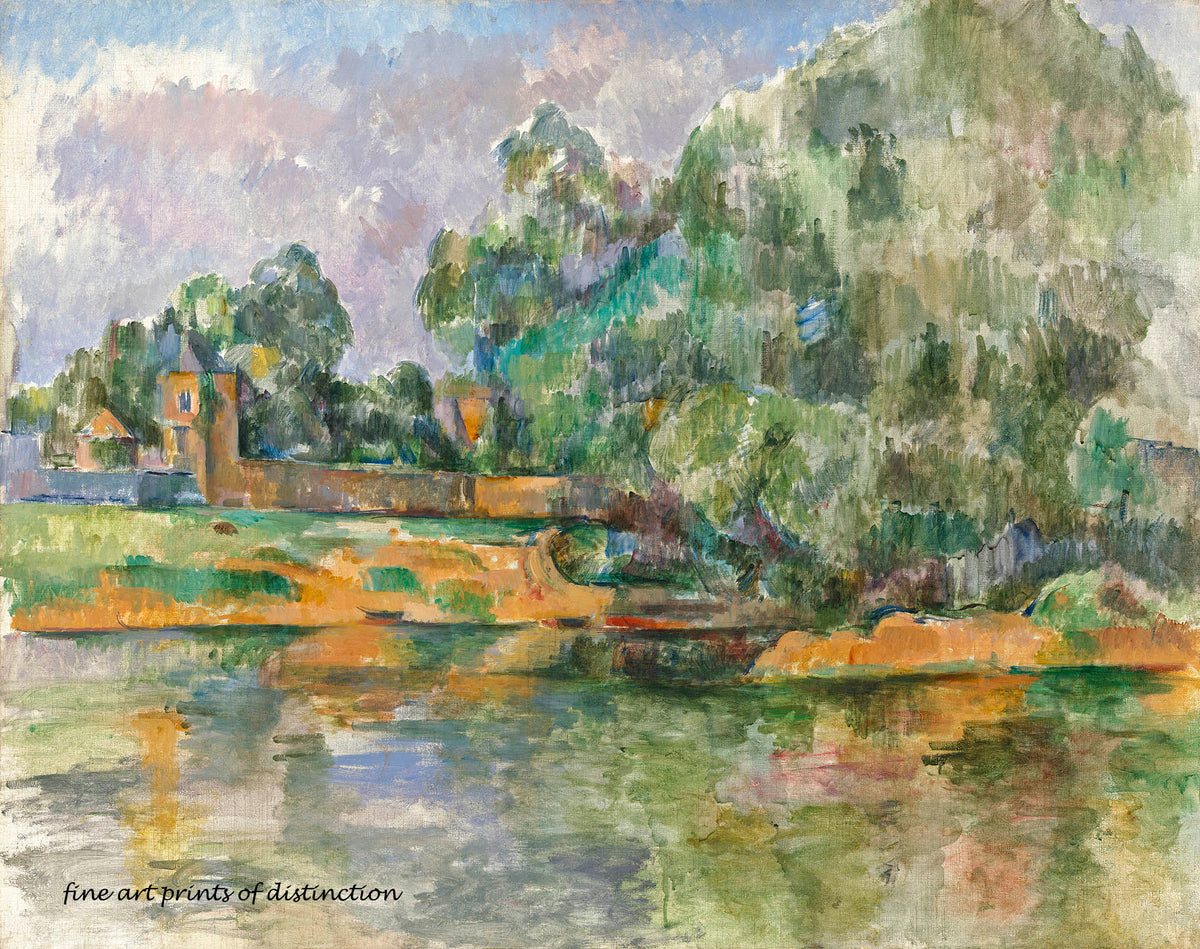 Art Print of Riverbank painted by French Impressionist artist Paul Cezanne