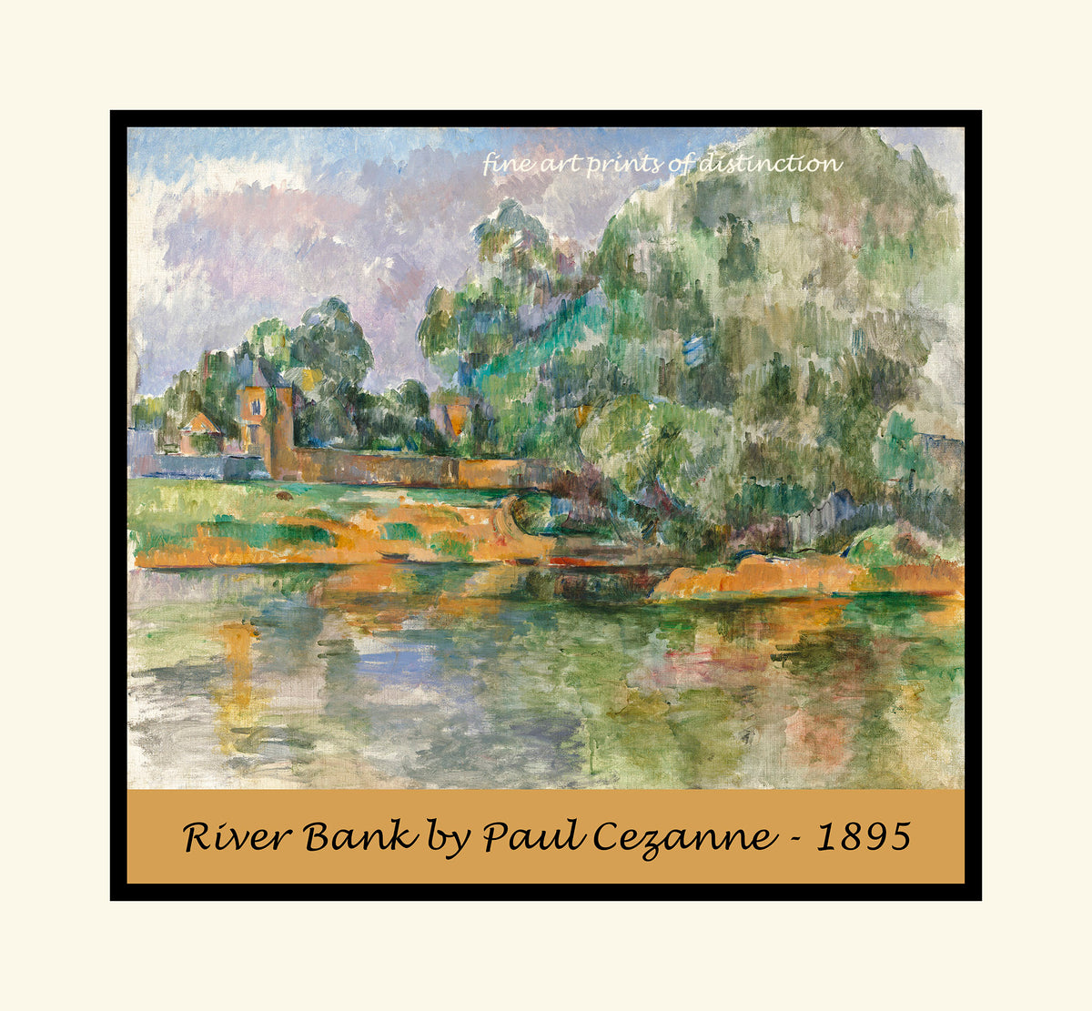 Poster of Riverbank painted by French Impressionist artist Paul Cezanne