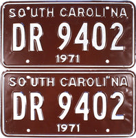 1971 South Carolina License Plates